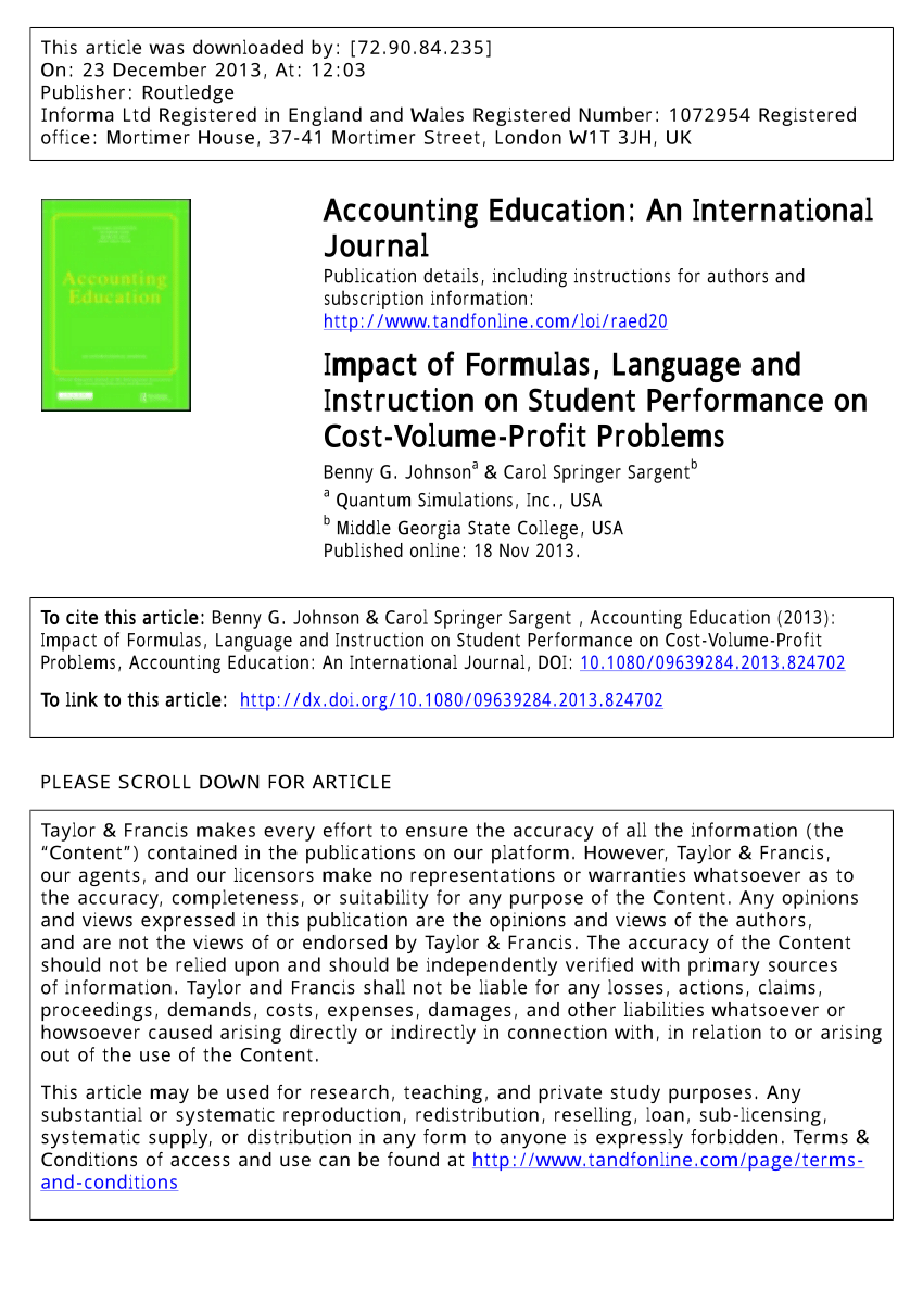 PDF) Impact of Formulas, Language and Instruction on Student ...