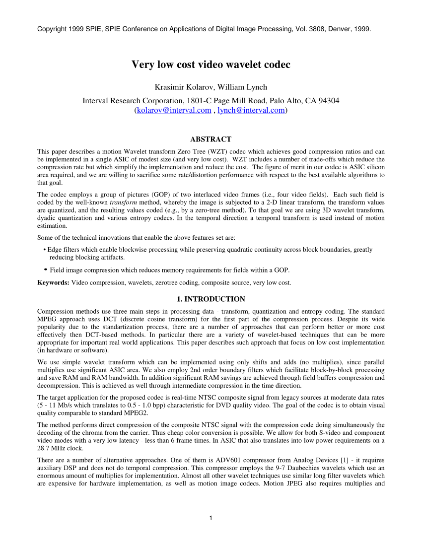 pdf-very-low-cost-video-wavelet-codec