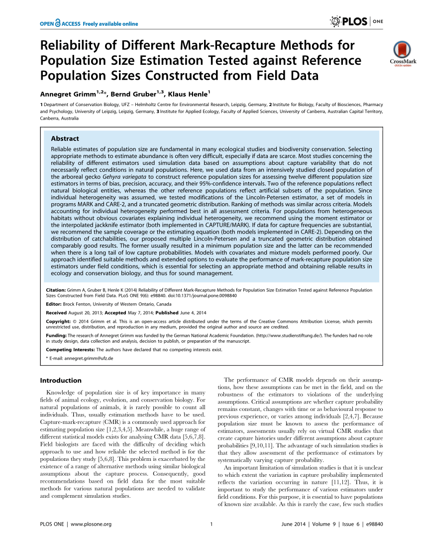 PDF) Estimating Population Size with Noninvasive Capture‐Mark‐Recapture Data