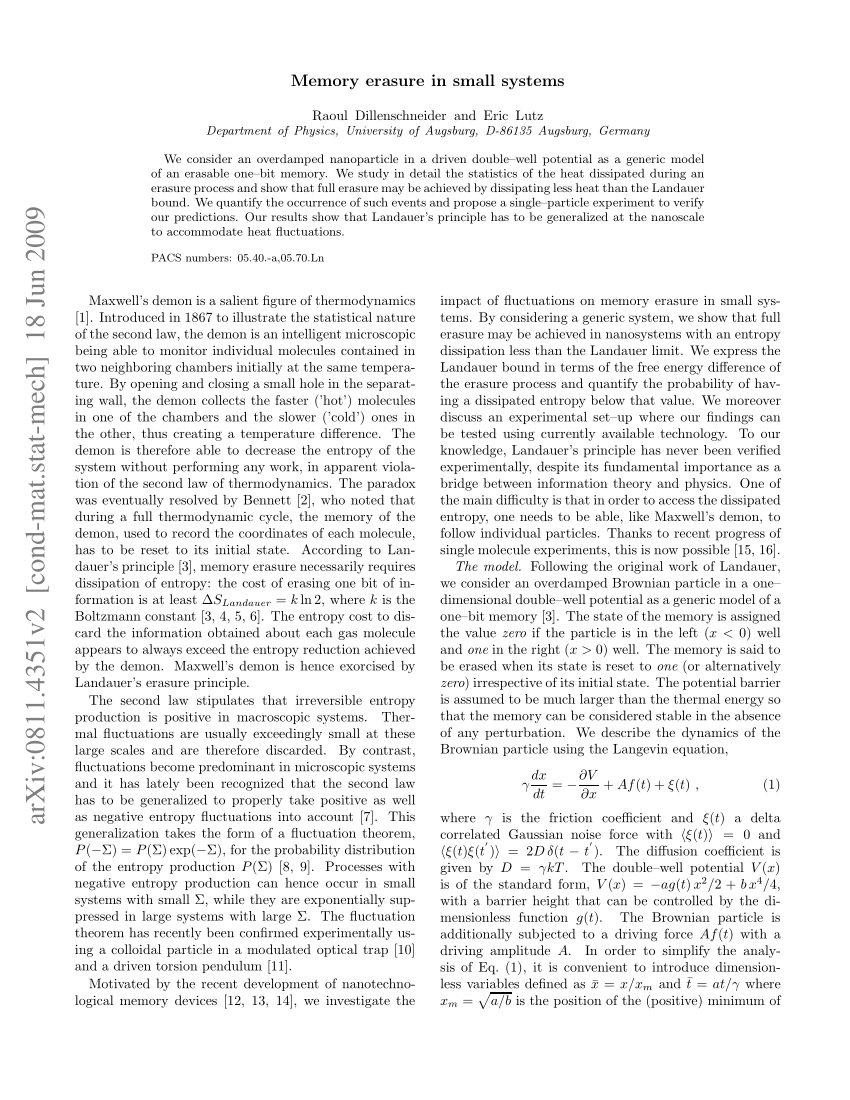 research on memory erasure