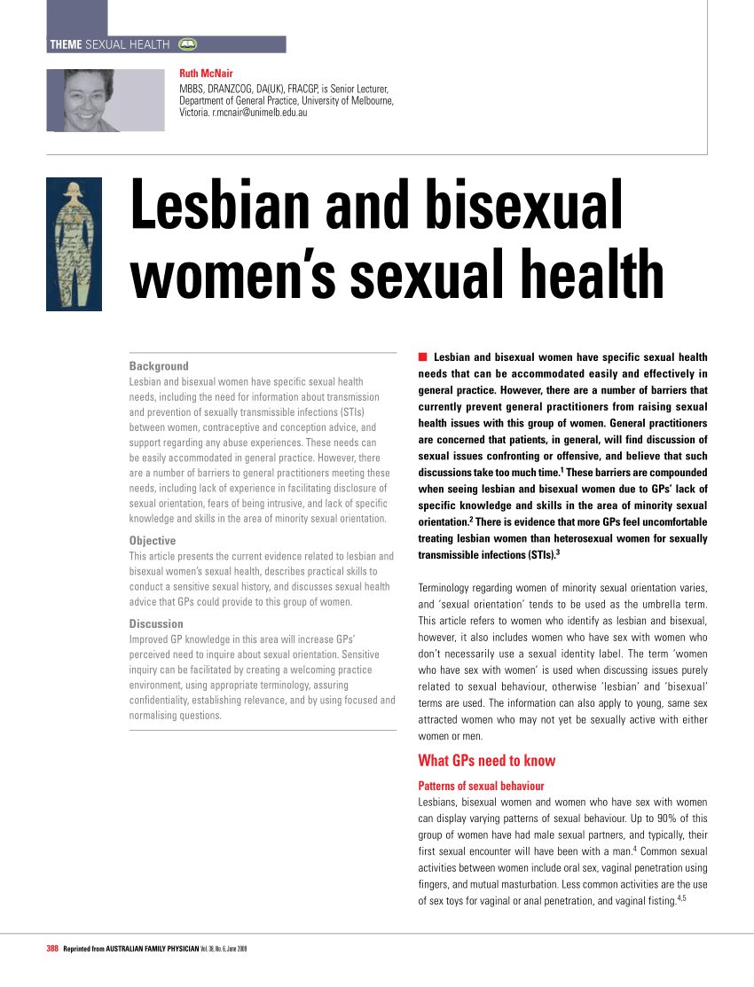 Pdf Lesbian And Bisexual Womens Sexual Health 