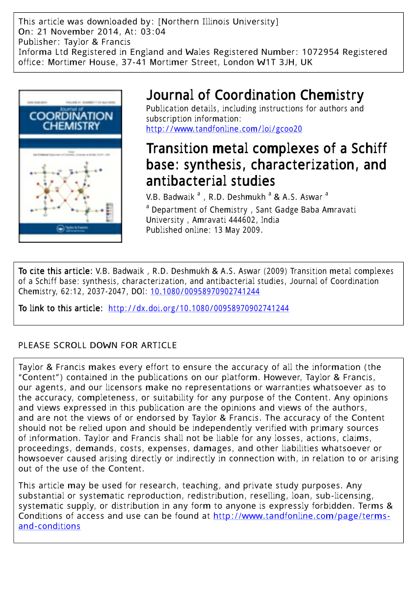 literature review on schiff base synthesis