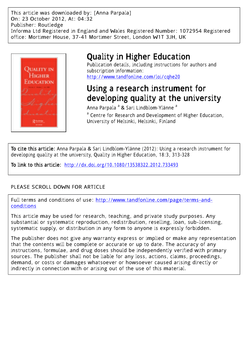 education research study quality instrument
