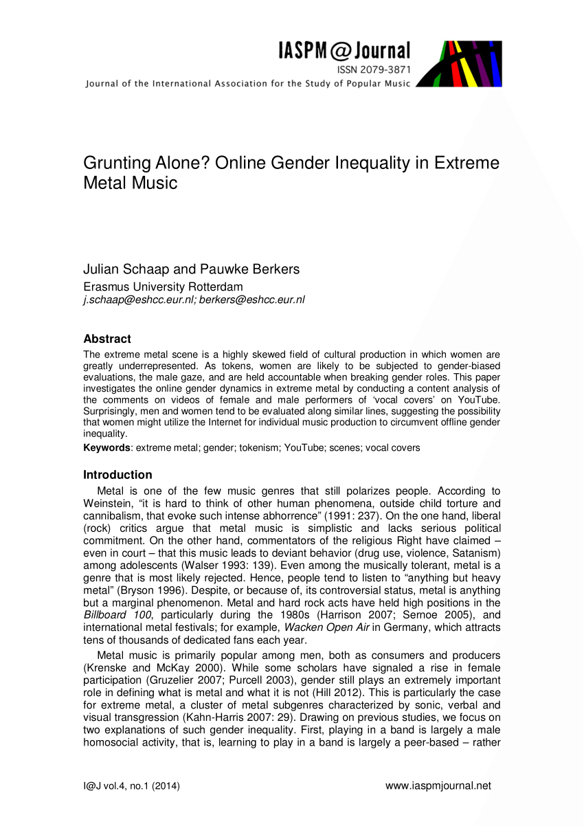 PDF) Grunting Alone? Inequality in Extreme Metal Music