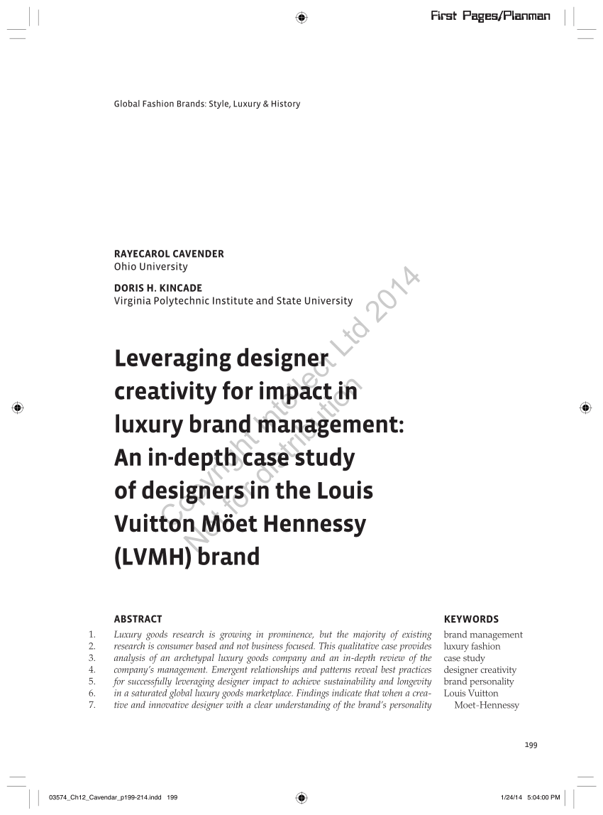 (PDF) Leveraging designer creativity for impact in luxury brand management: An in-depth case ...