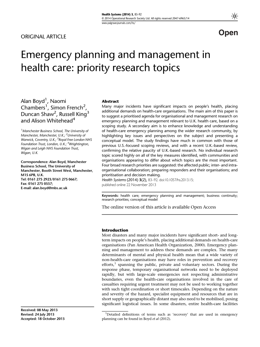 emergency management research paper topics