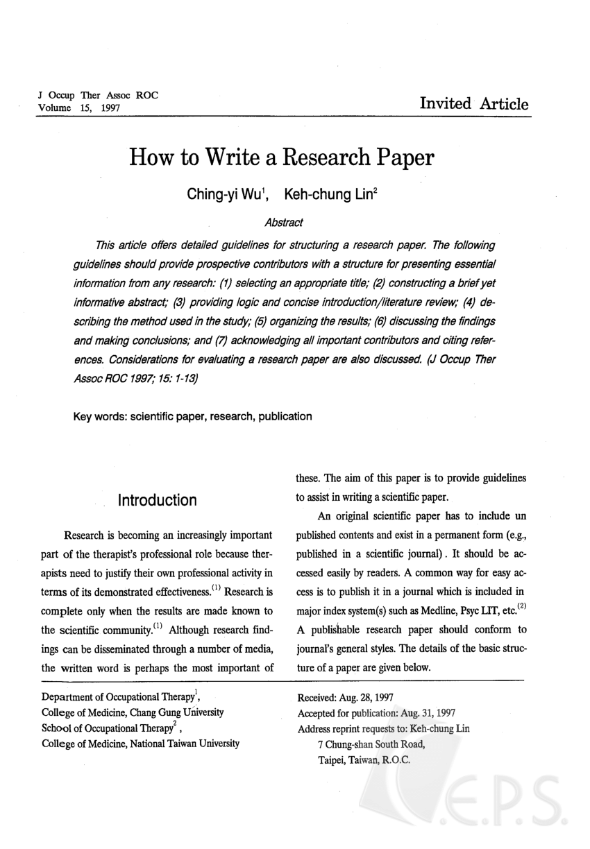 how to write professional research paper