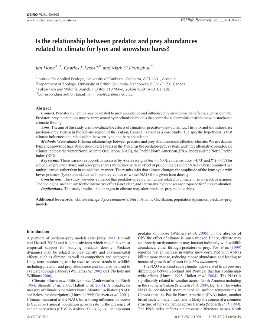 (PDF) Is the relationship between predator and prey abundances related