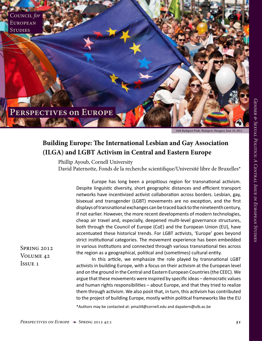 Pdf Building Europe The International Lesbian And Gay Association Ilga And Lgbt Activism In Central And Eastern Europe