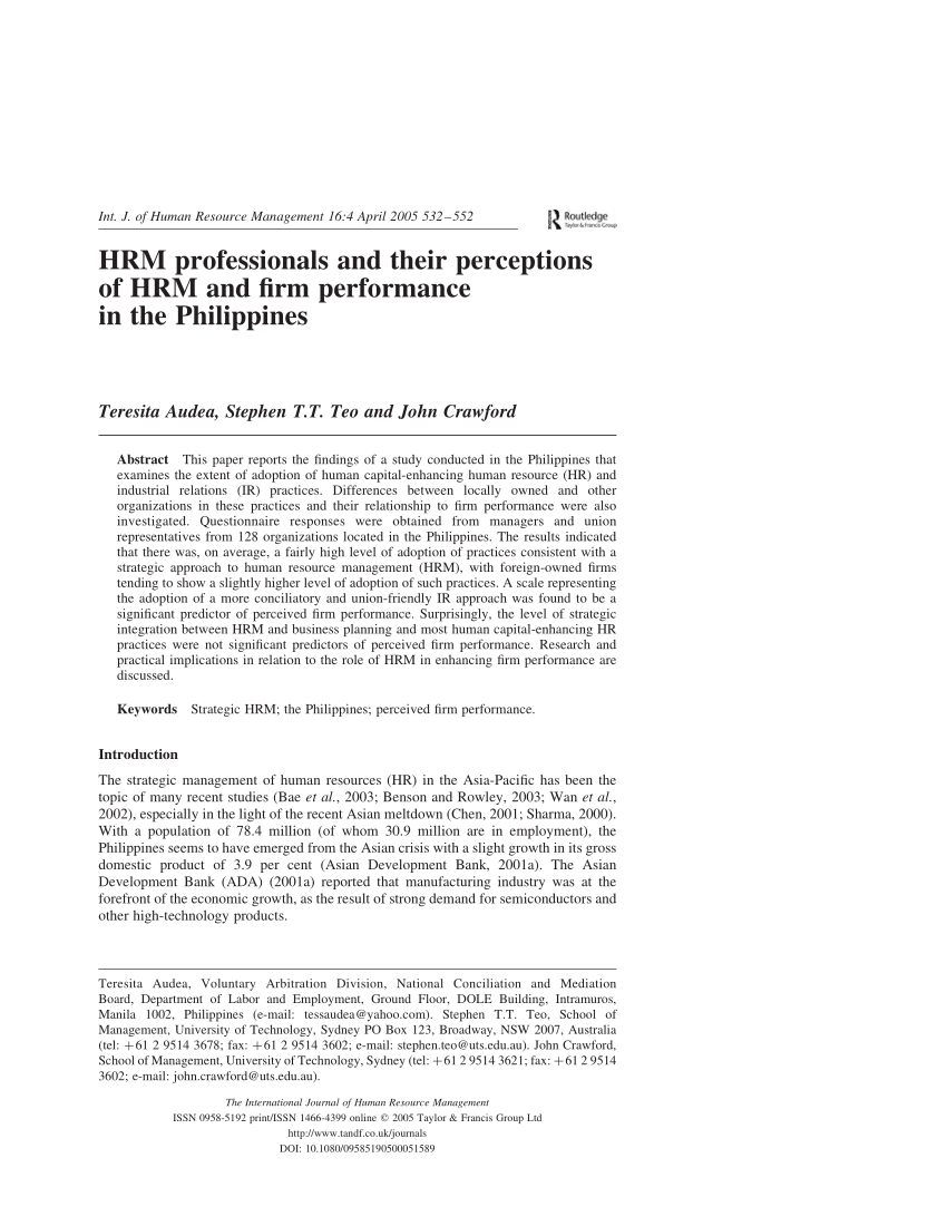 case study about human resource management in the philippines