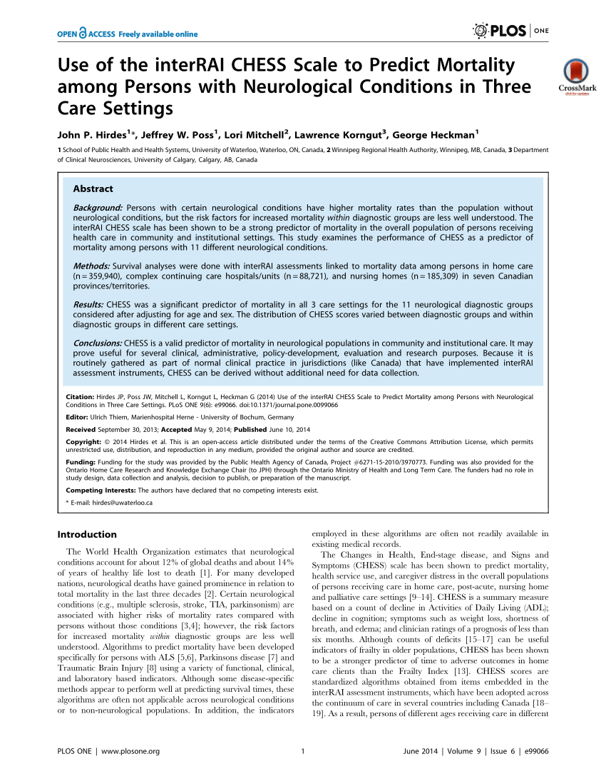 The interRAI CHESS scale is comparable to the palliative performance scale  in predicting 90-day mortality in a palliative home care population, BMC  Palliative Care