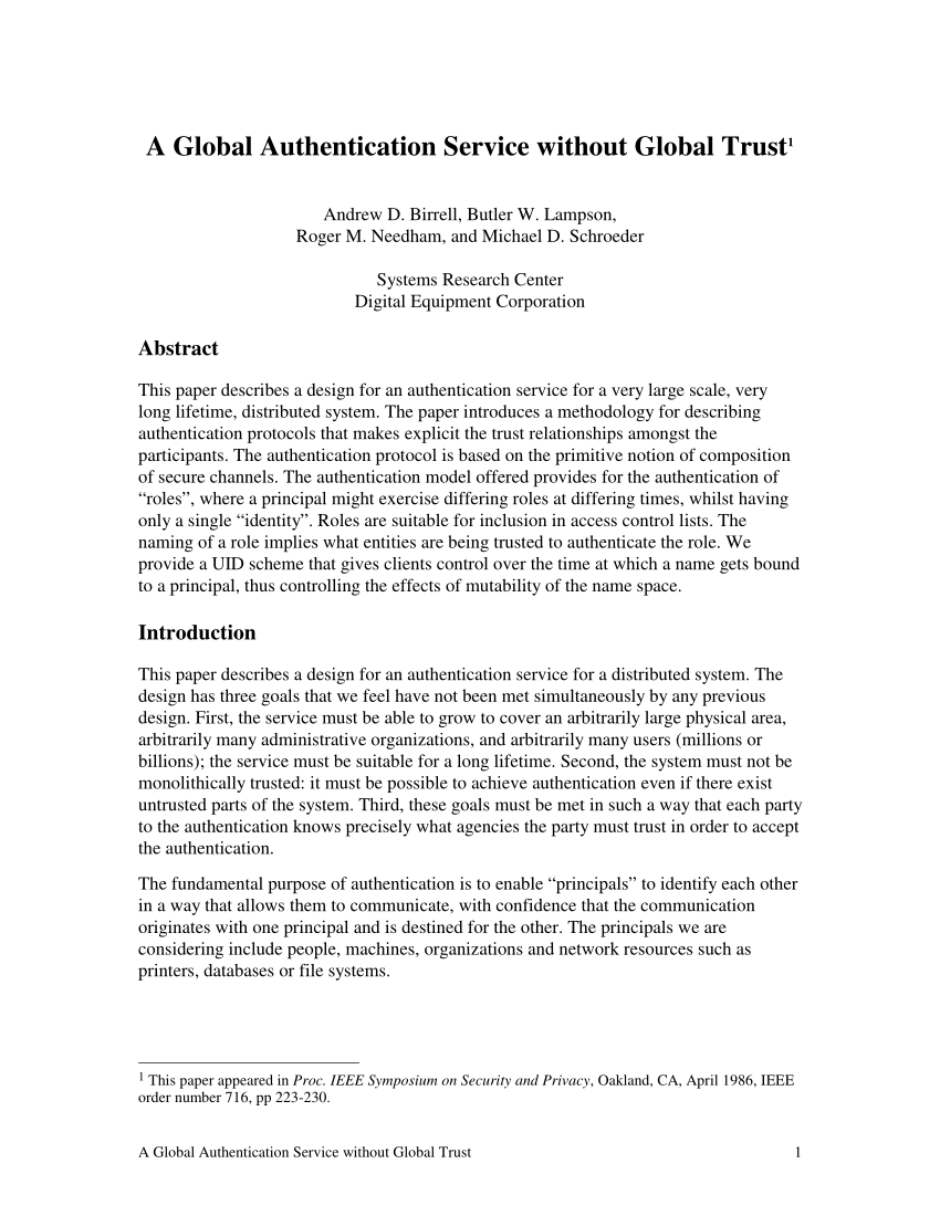 PDF A Global Authentication Service without Global Trust