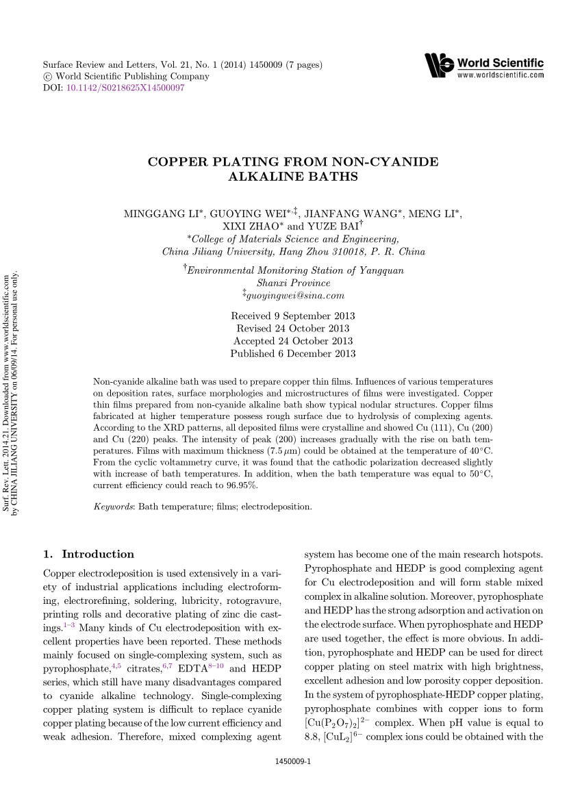 copper electroplating process pdf