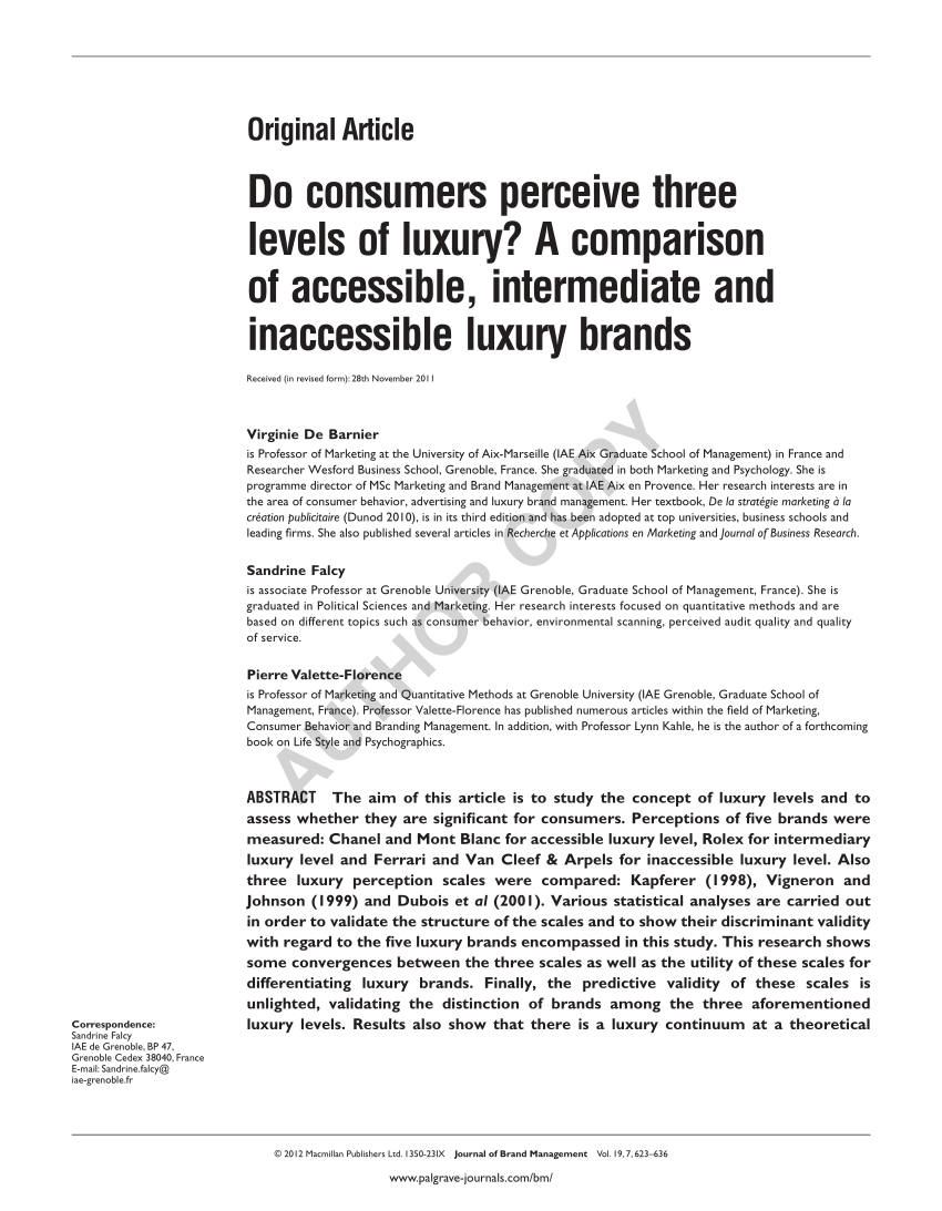 Week 8 – Luxury brands - Lecture 8 – Luxury brands Top of the brand =  untapped segment Middle - Studocu