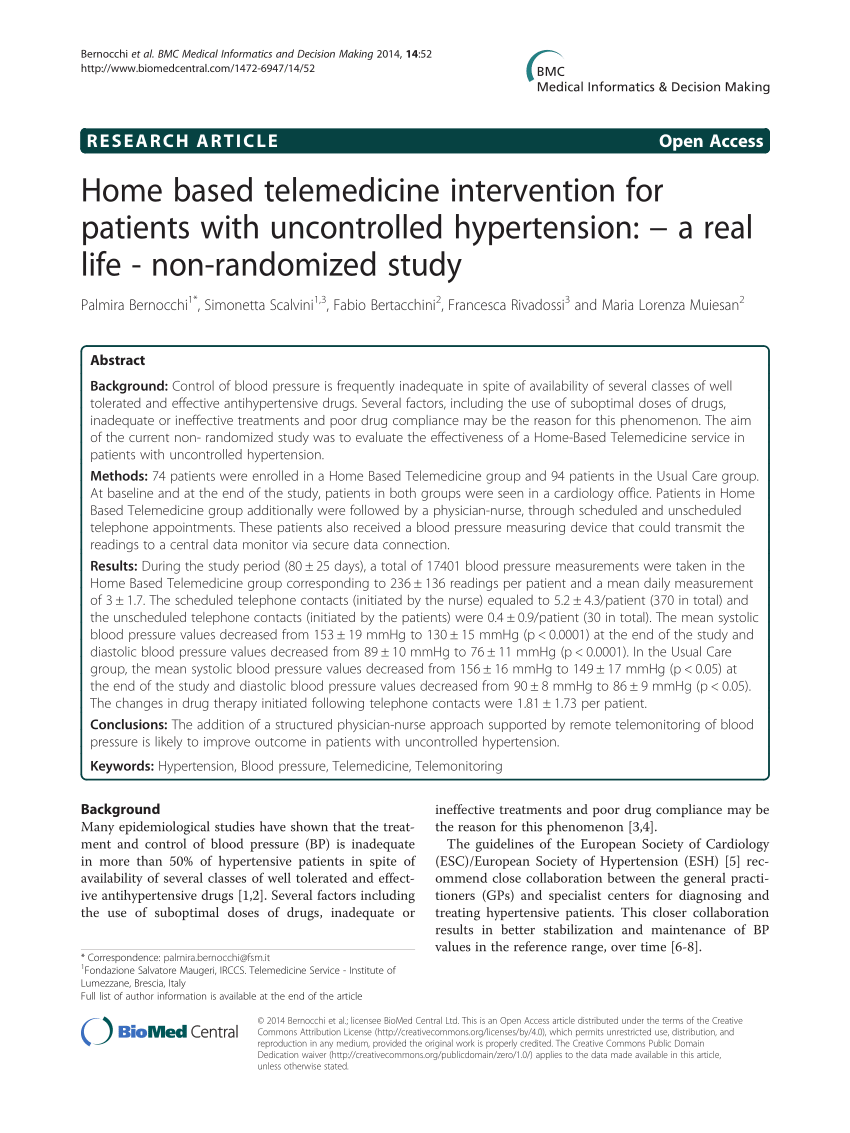 PDF) Home based telemedicine intervention for patients with ...