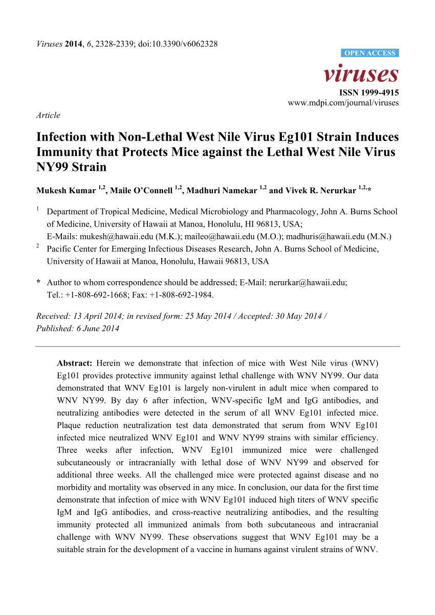west nile virus research paper