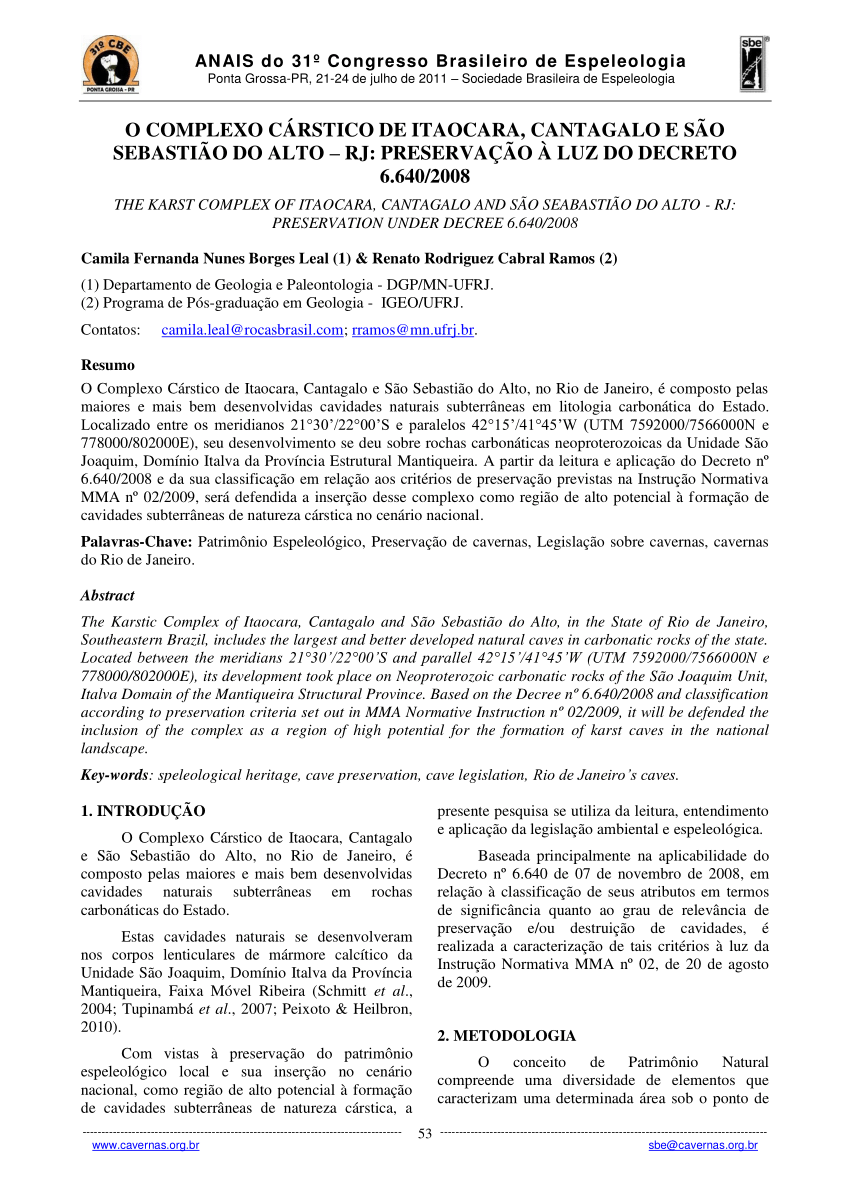 Legislação Espeleológica Brasileira