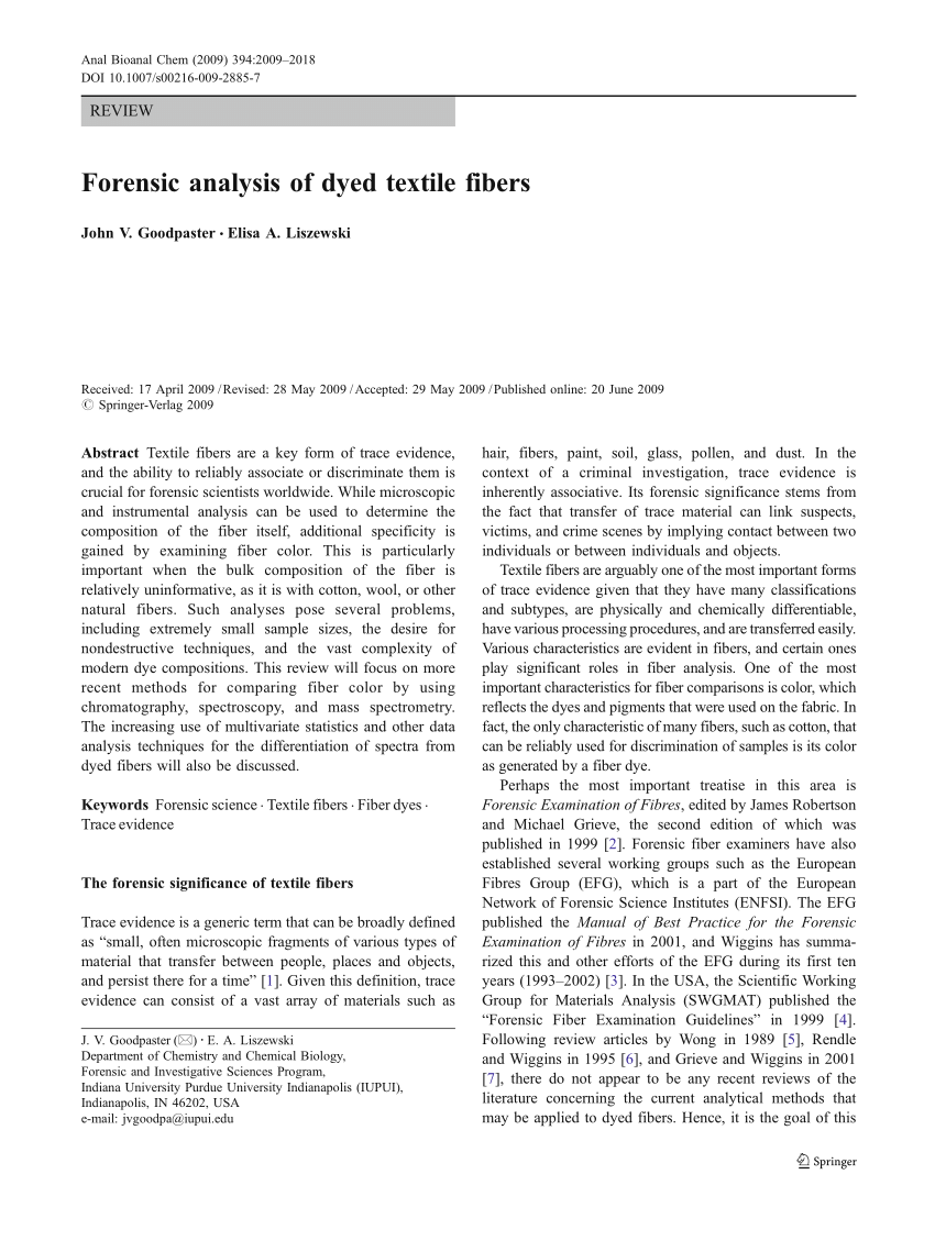PDF) Forensic Analysis of Dyed Textile Fibers