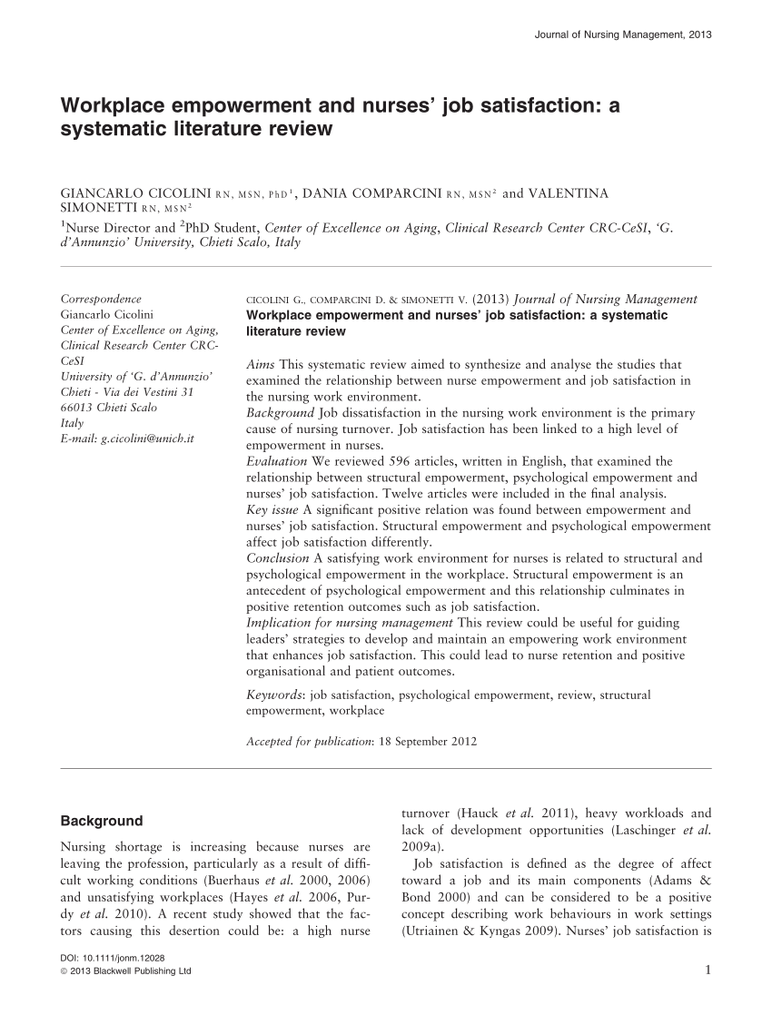 job satisfaction among nurses a literature review pdf