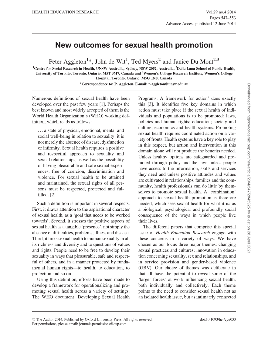 PDF New outcomes for sexual health promotion