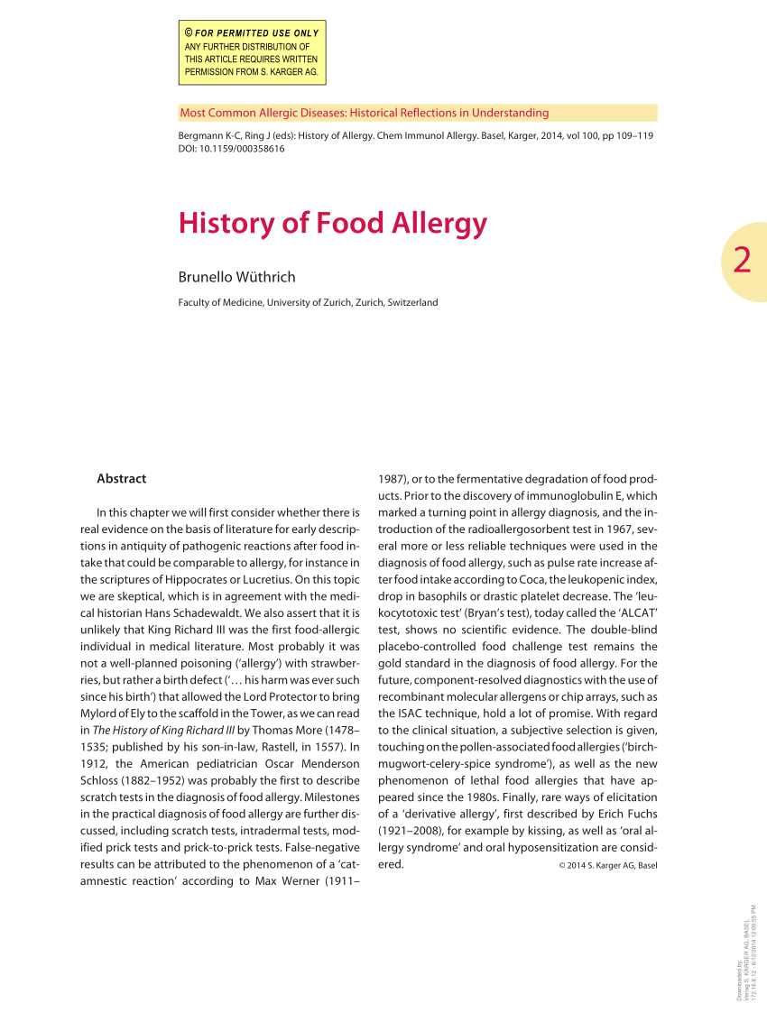 Pdf History Of Food Allergy