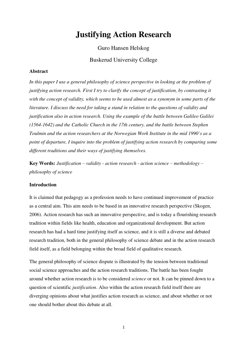 example of an action research paper