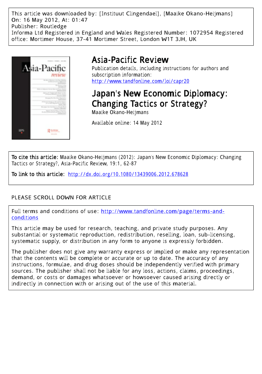 PDF) Japan's New Economic Diplomacy: Changing Tactics or Strategy?
