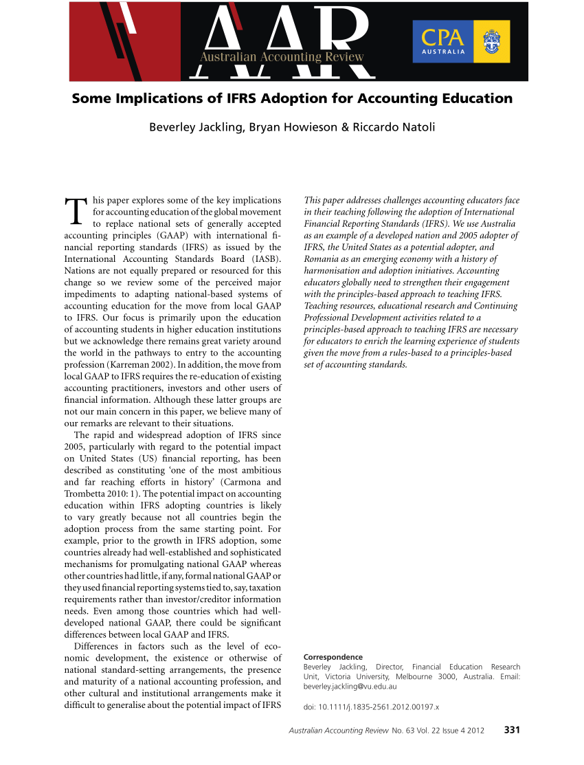 PDF) Some Implications of IFRS Adoption for Accounting Education