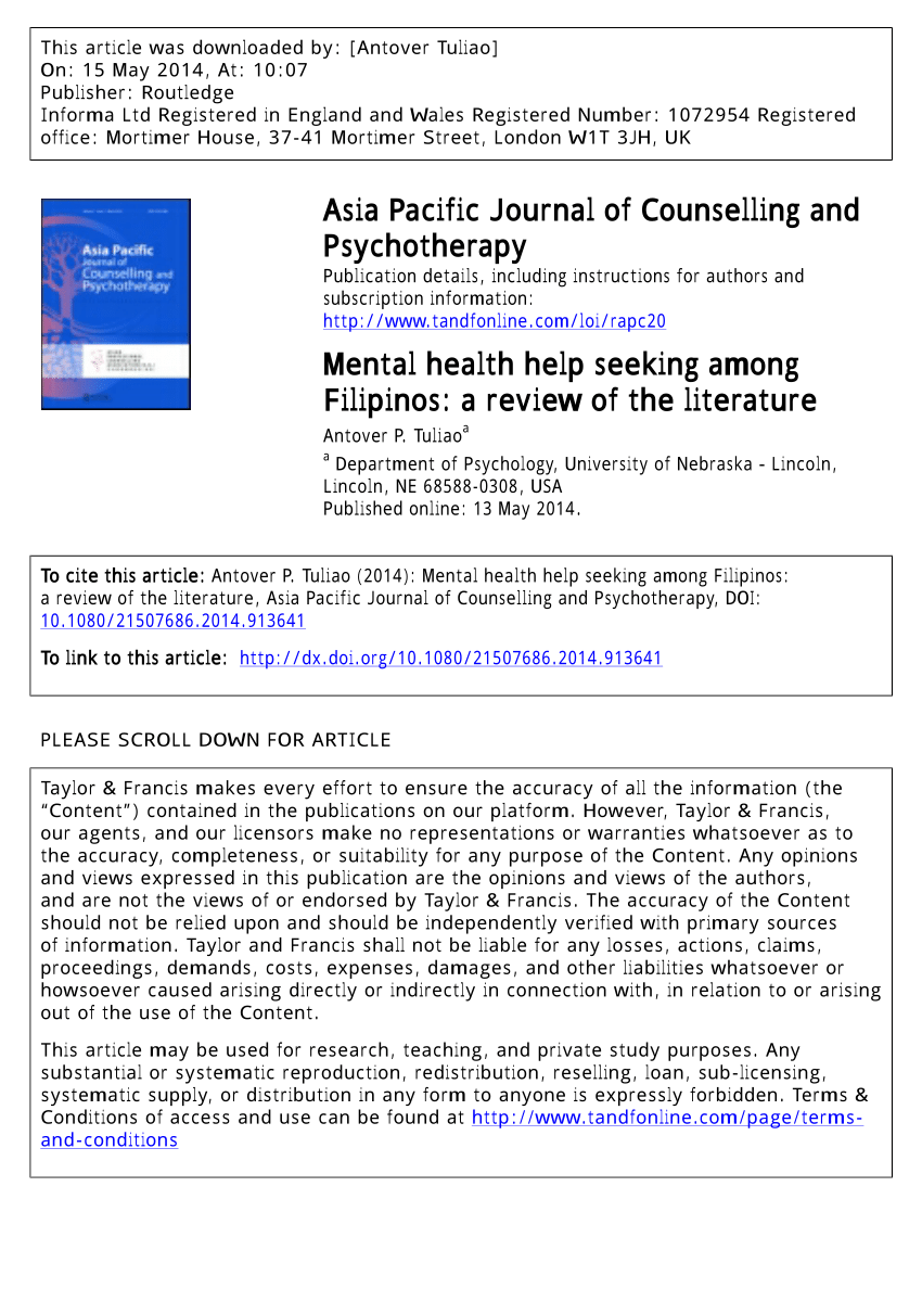 research study about mental health in the philippines