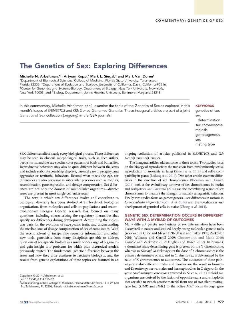 Pdf The Genetics Of Sex Exploring Differences 