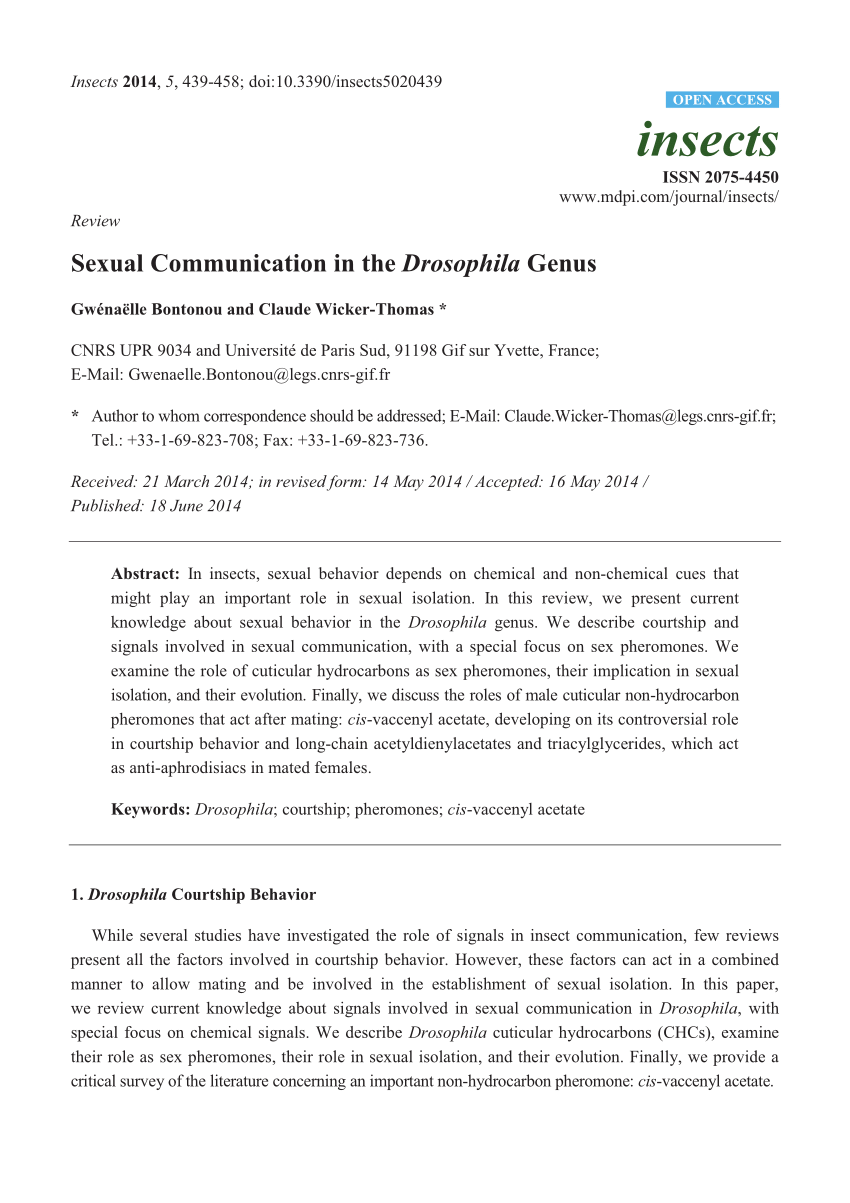 Pdf Sexual Communication In The Drosophila Genus