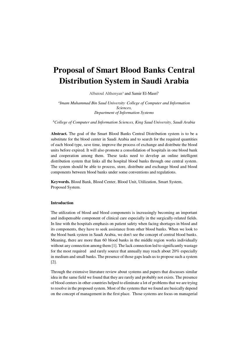 PDF) Proposal of Smart Blood Banks Central Distribution System in