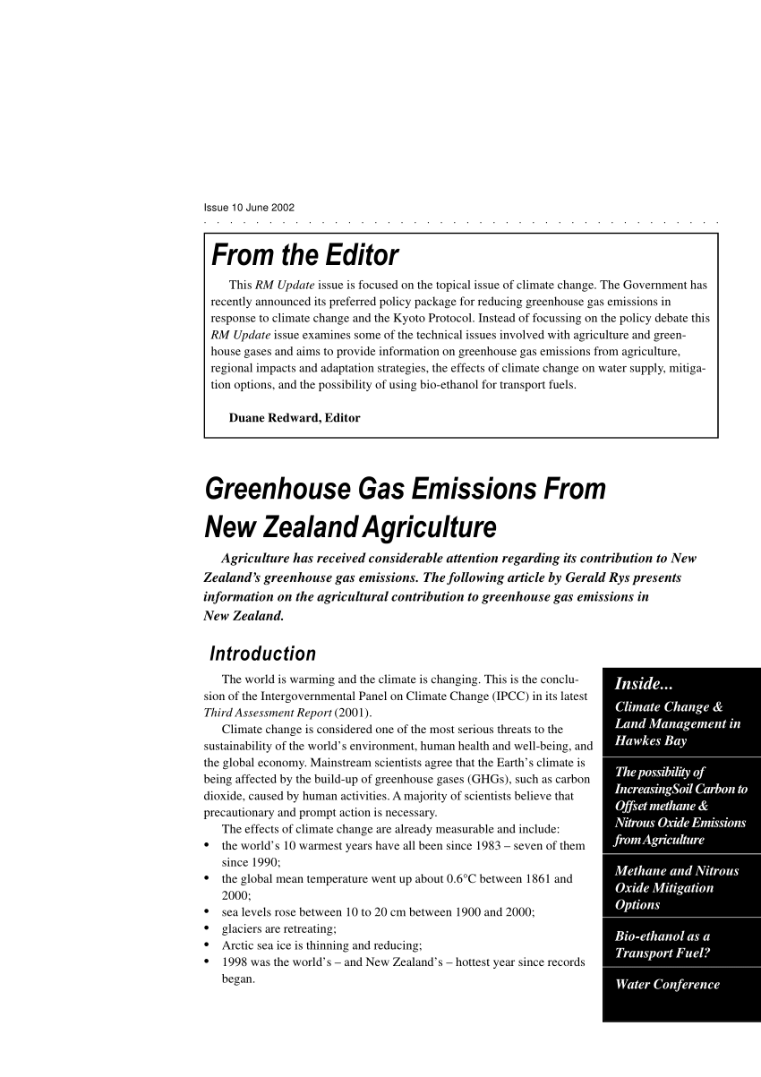 Pdf Greenhouse Gas Emissions From New Zealand Agriculture