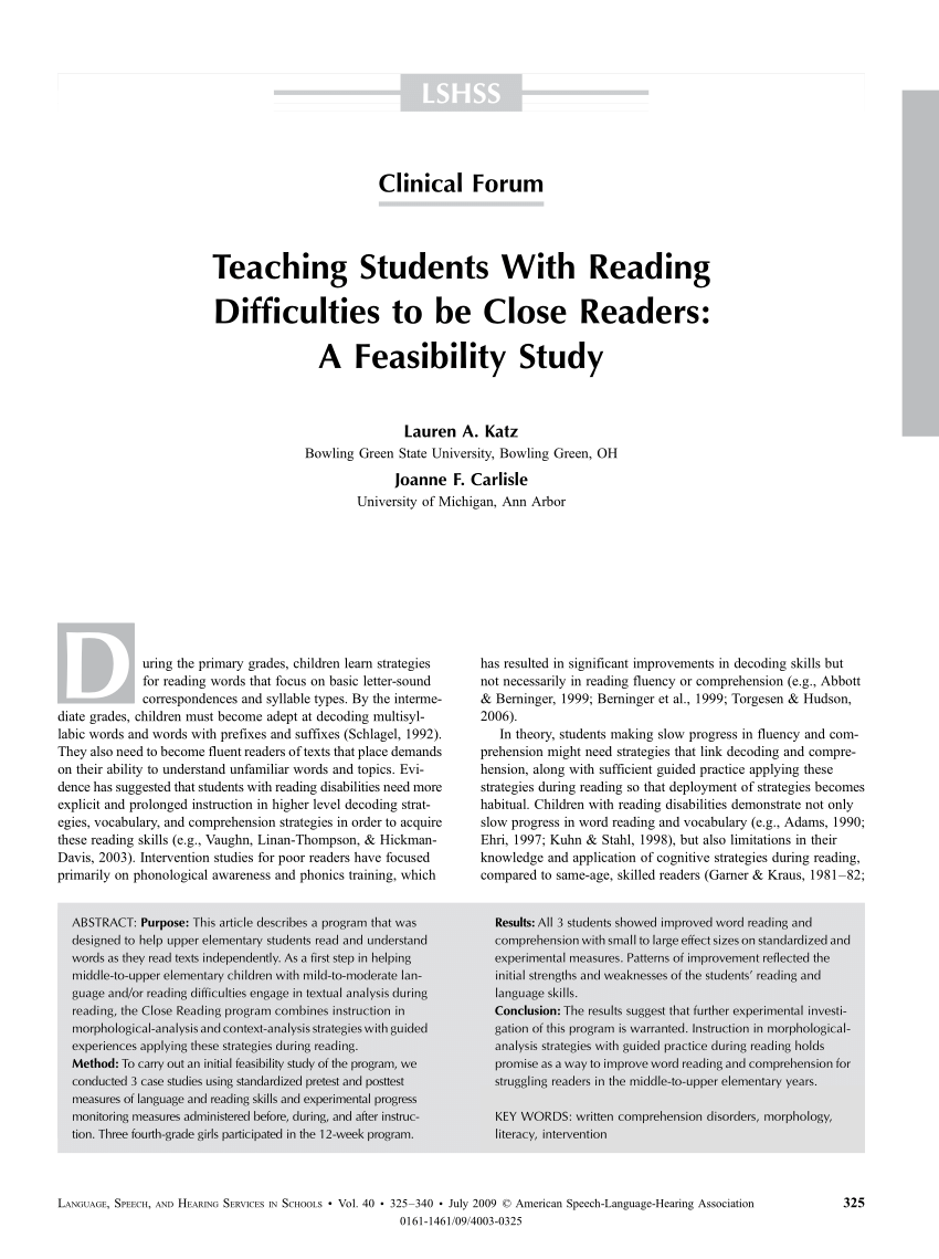 research paper about reading difficulties