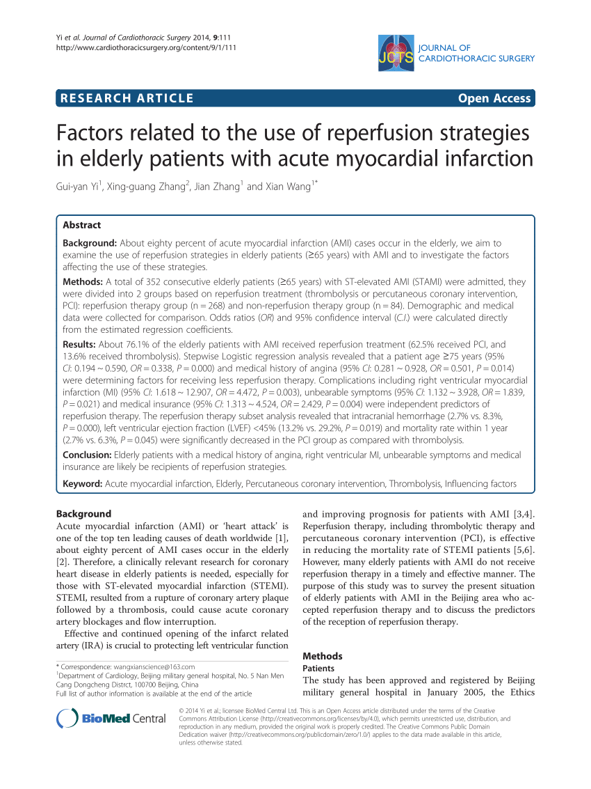Pdf Factors Related To The Use Of Reperfusion Strategies In Elderly 5803