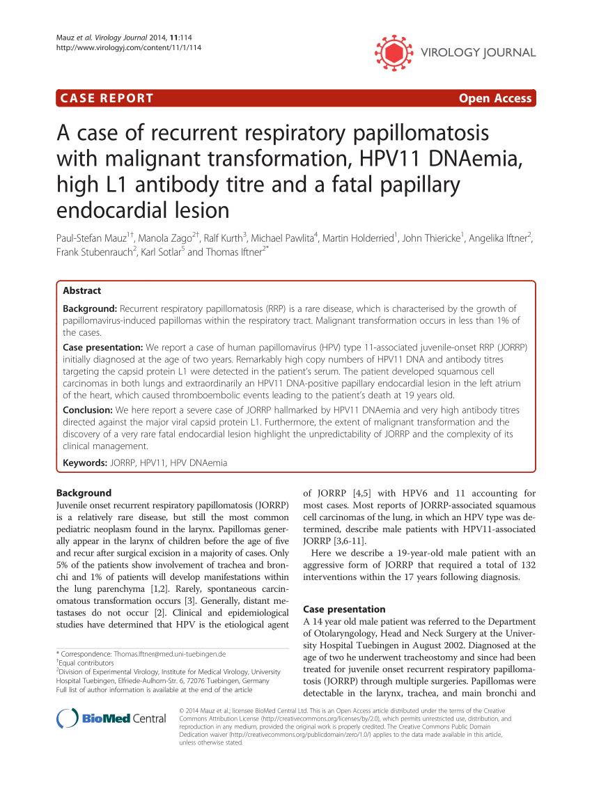 respiratory papillomatosis scholarly articles
