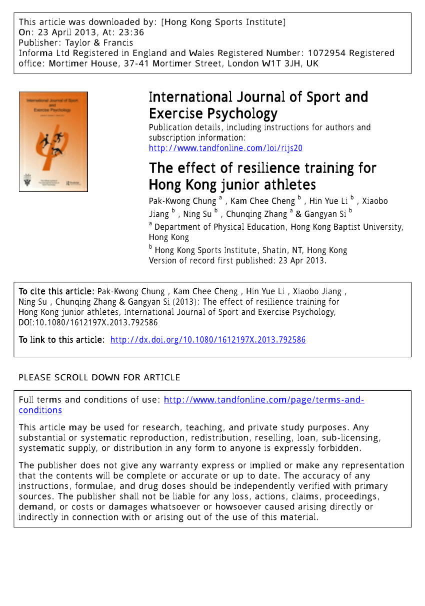 PDF) The effect of resilience training for Hong Kong junior athletes