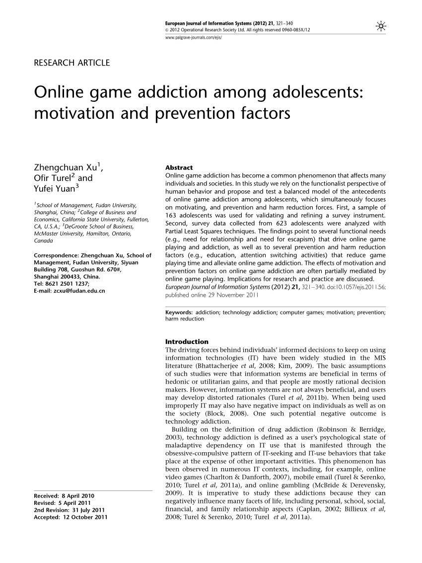 literature review about online games addiction
