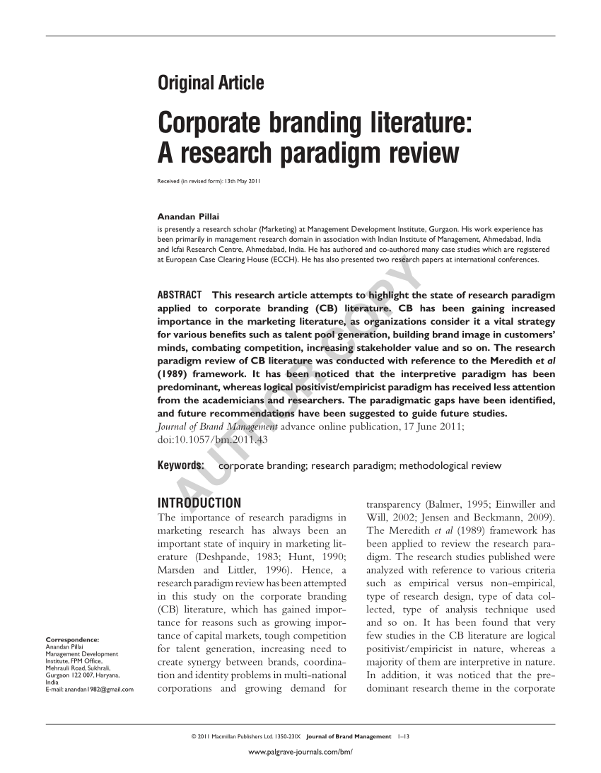 literature review for branding