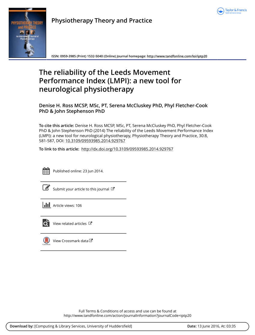 PDF) The reliability of the Leeds Movement Performance Index (LMPI ...