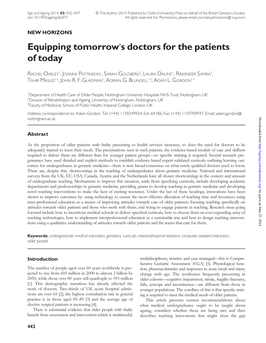 PDF) Equipping tomorrow's doctors for the patients of today