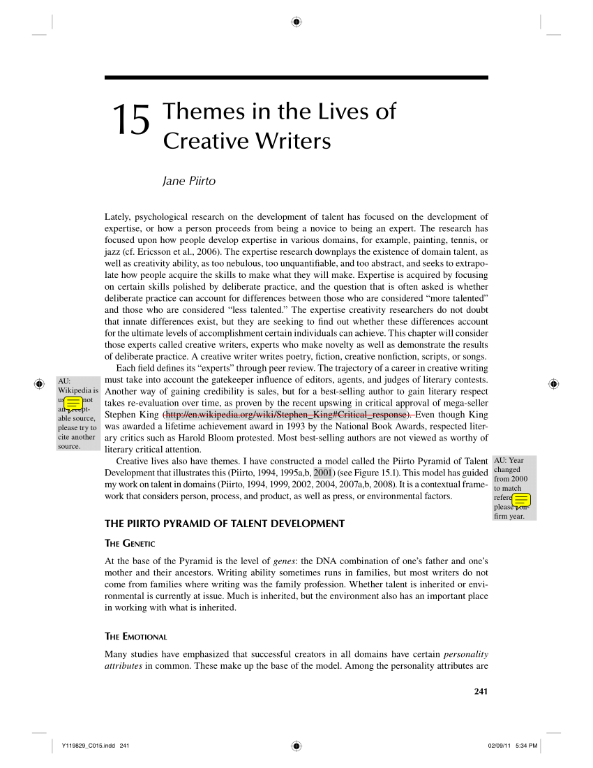 PDF) Themes in the Lives of Creative Writers