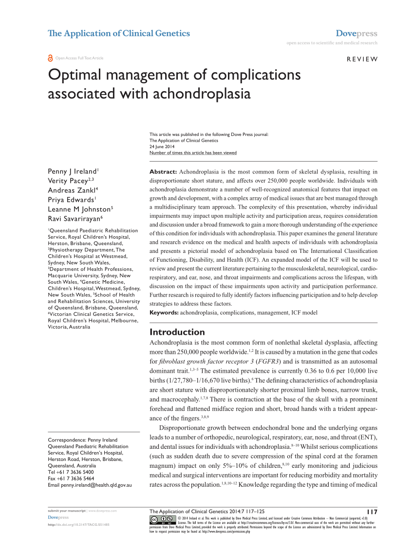 (PDF) Optimal management of complications associated with achondroplasia