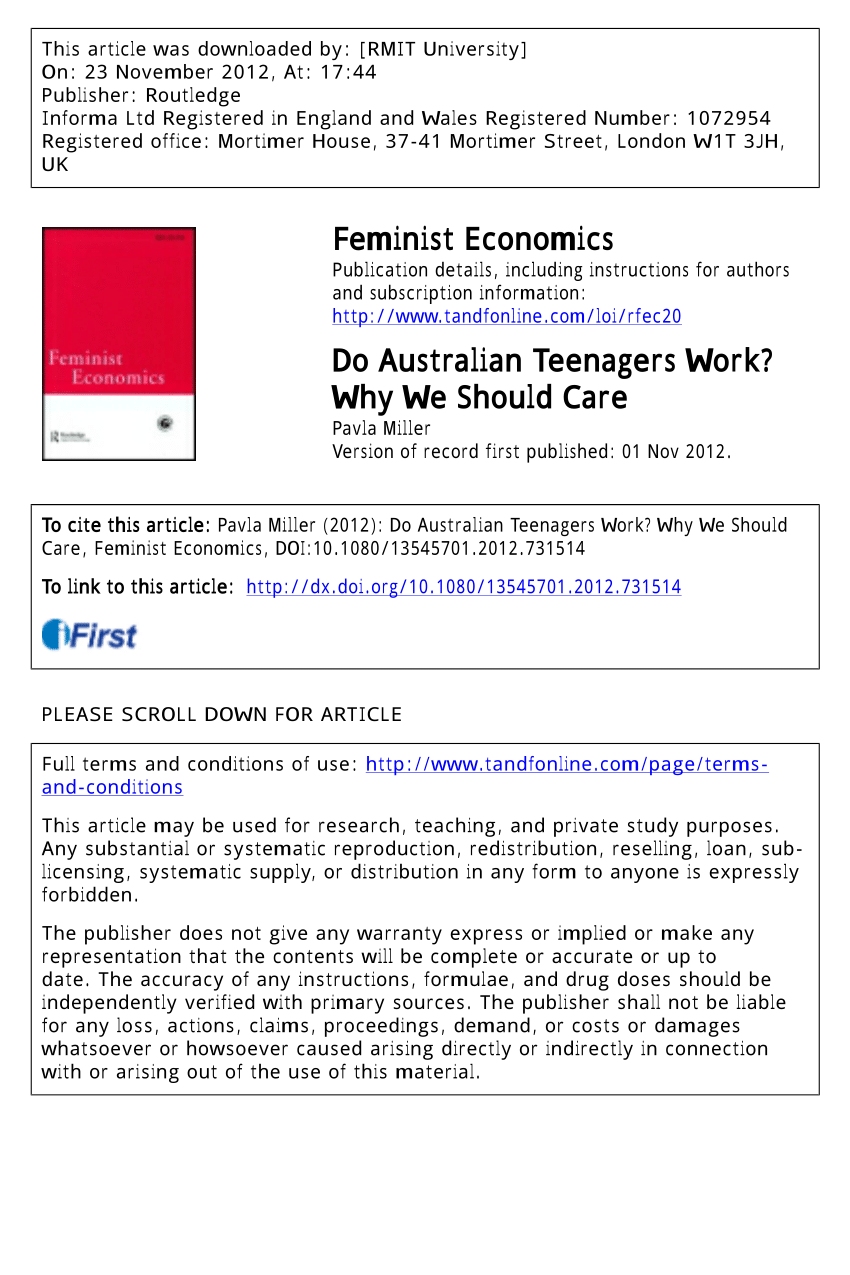 PDF) Do Australian Teenagers Work? Why We Should Care picture