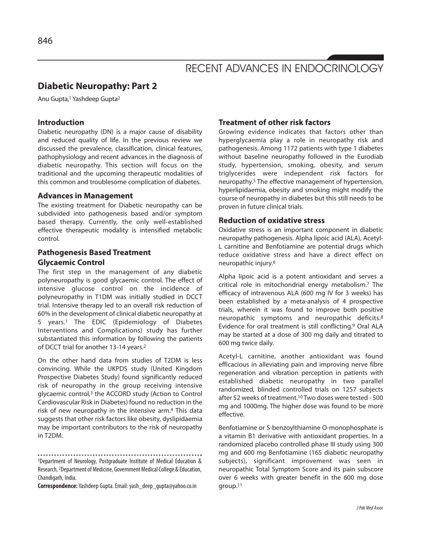 diabetic neuropathy research paper