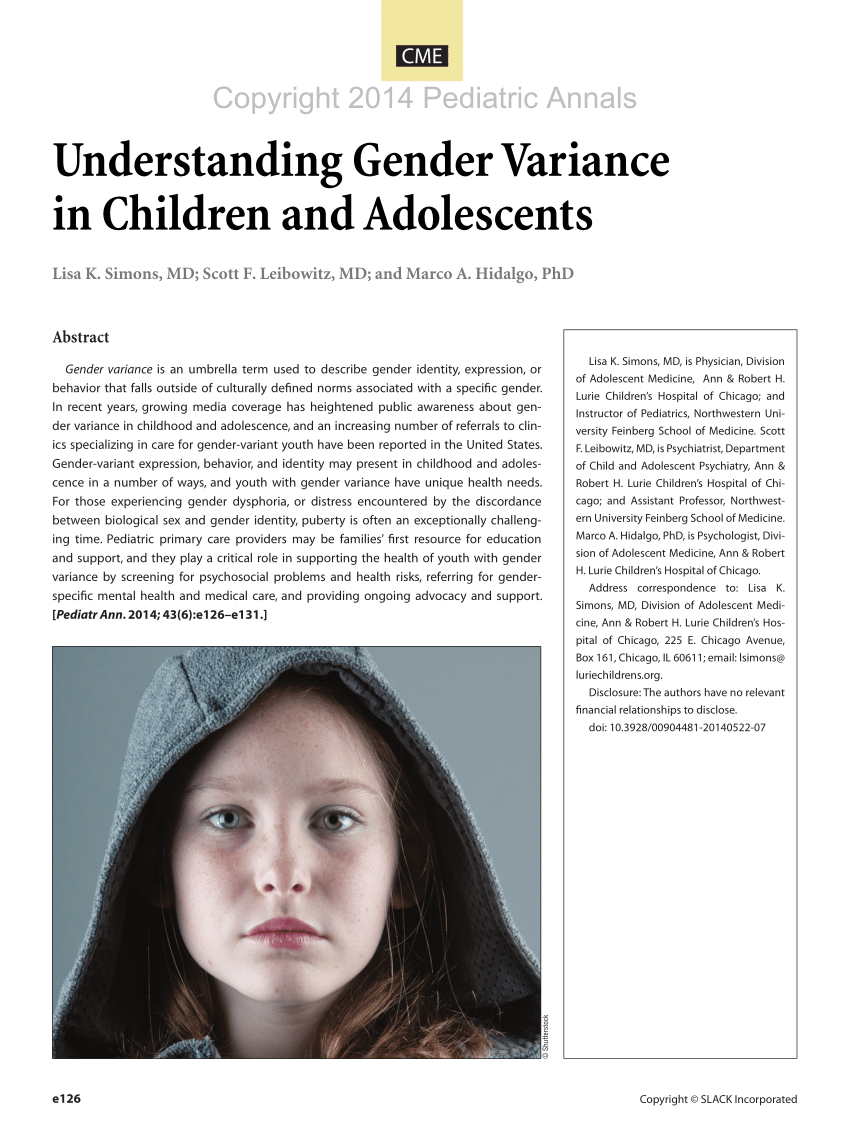 (PDF) Understanding Gender Variance in Children and Adolescents