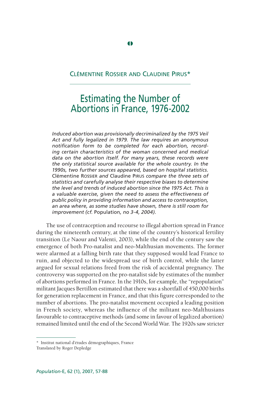 PDF Estimating the Number of Abortions in France 1976 2002 