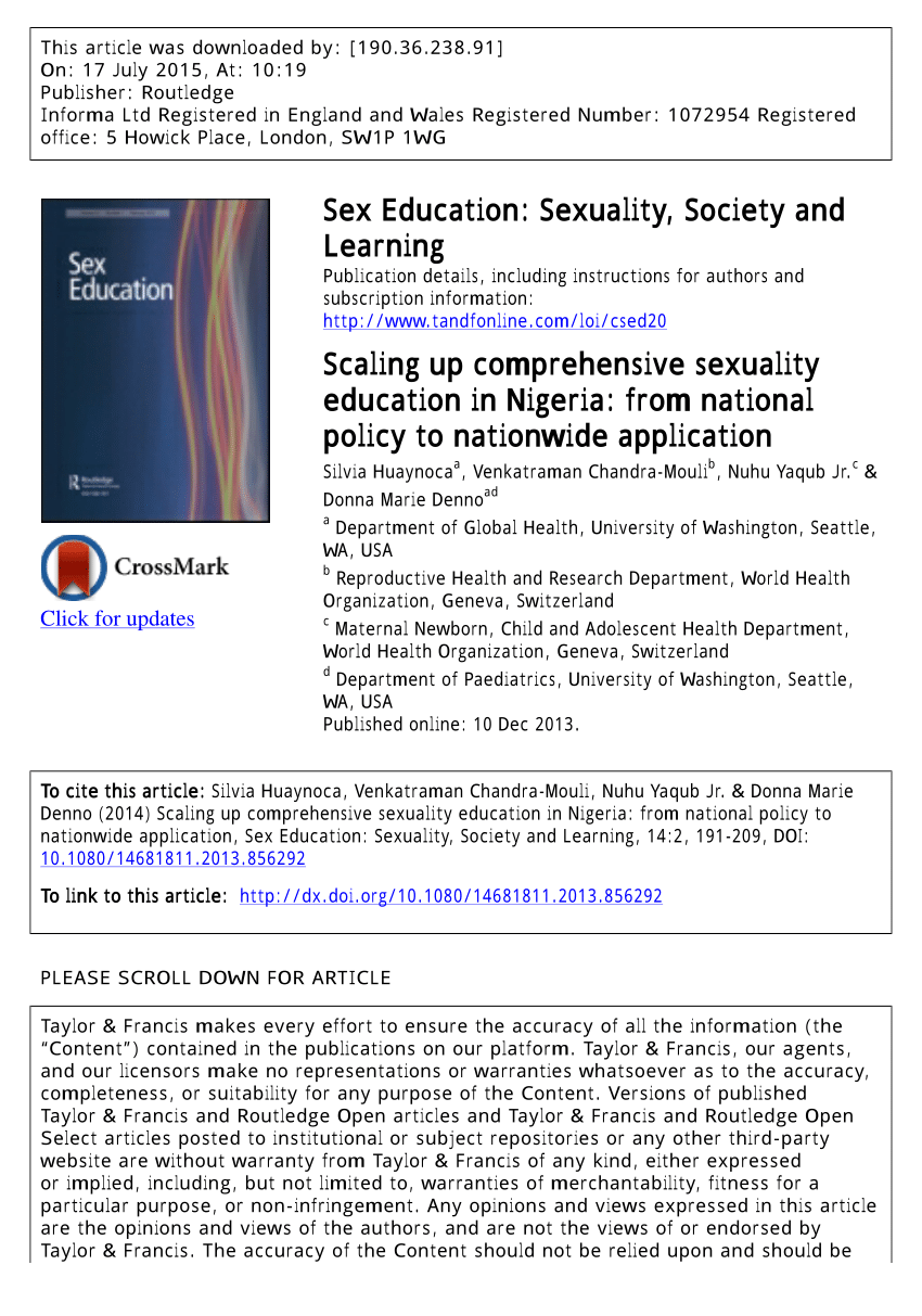 Pdf Scaling Up Comprehensive Sexuality Education In Nigeria From National Policy To 6593