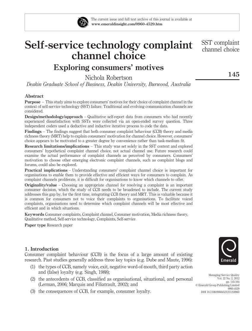 literature review on self service technology
