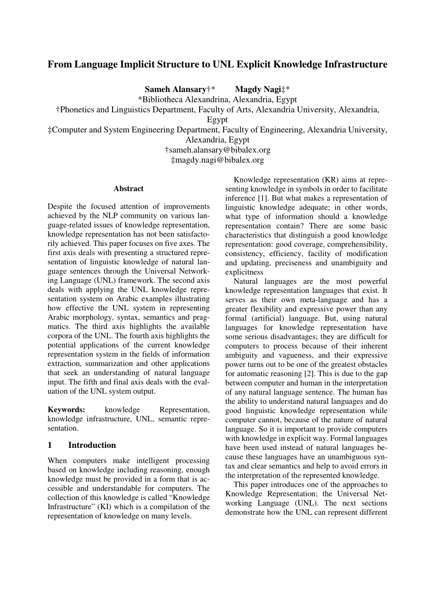 Pdf From Language Implicit Structure To Unl Explicit Knowledge